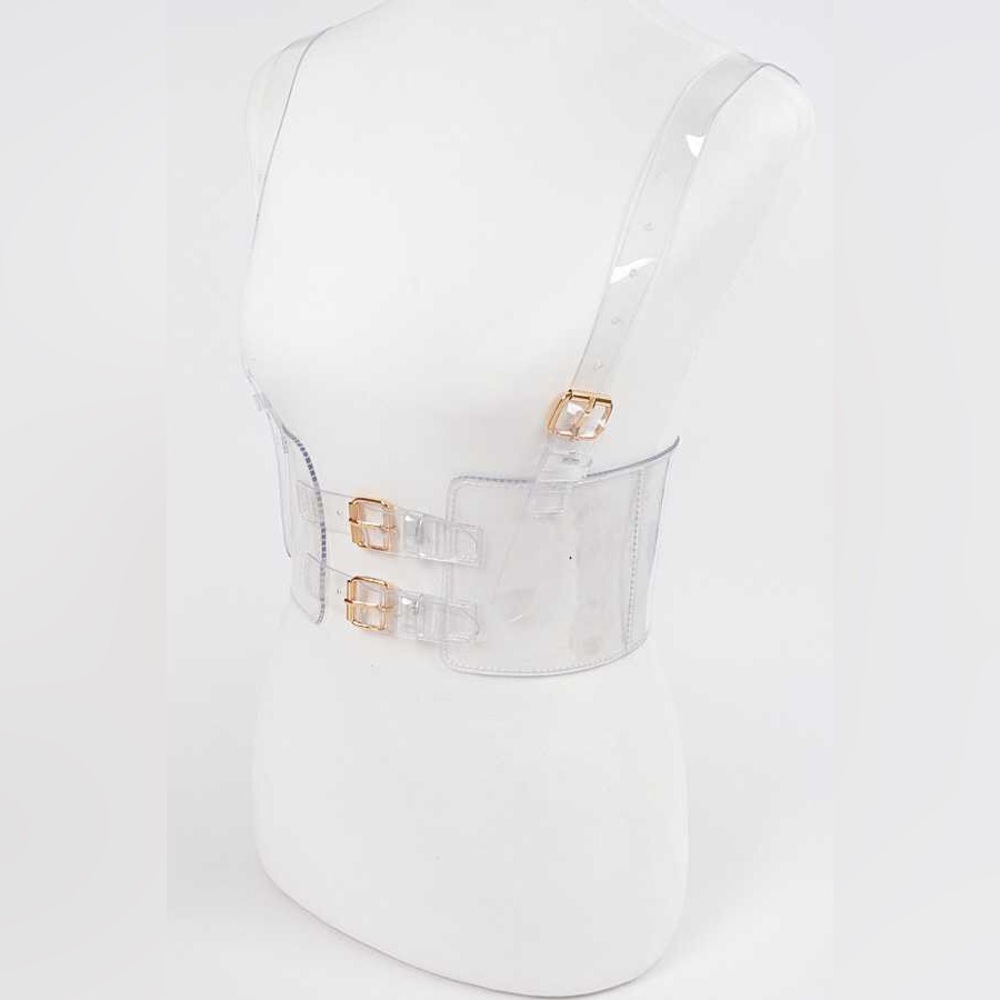 Clear Transparent Elastic Harness Statement Belt - Picture 2 of 4